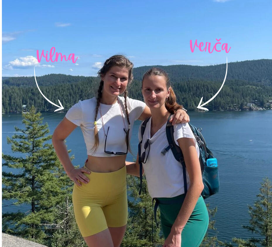 Vilma a Veronika na výletě v přírodě poblíž Vancouveru, Kanada – zakladatelky agentury pro studium v zahraničí